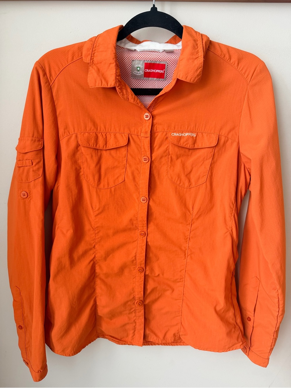 Craghoppers Insect Shield Gorpcore Orange Hiking Travel Shirt UK 10